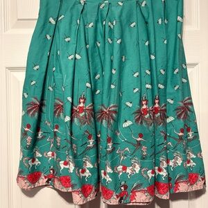 Teal A-Line Skirt with Circus Girls